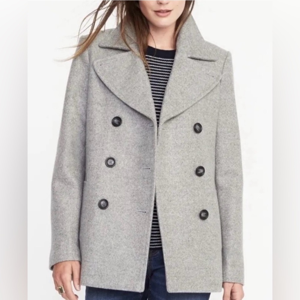 Old Navy Light Gray Polyester/Wool Blend Peacoat Jacket Size SP